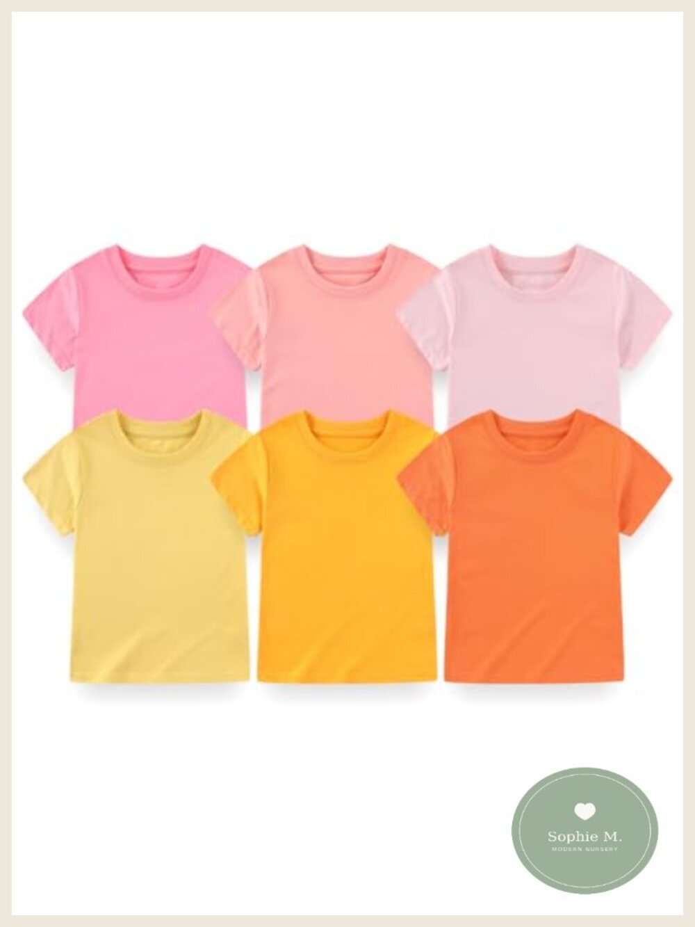 6 Pack Unisex Baby Toddler Little Kid Short Sleeve T Shirts 100% Cotton Crew